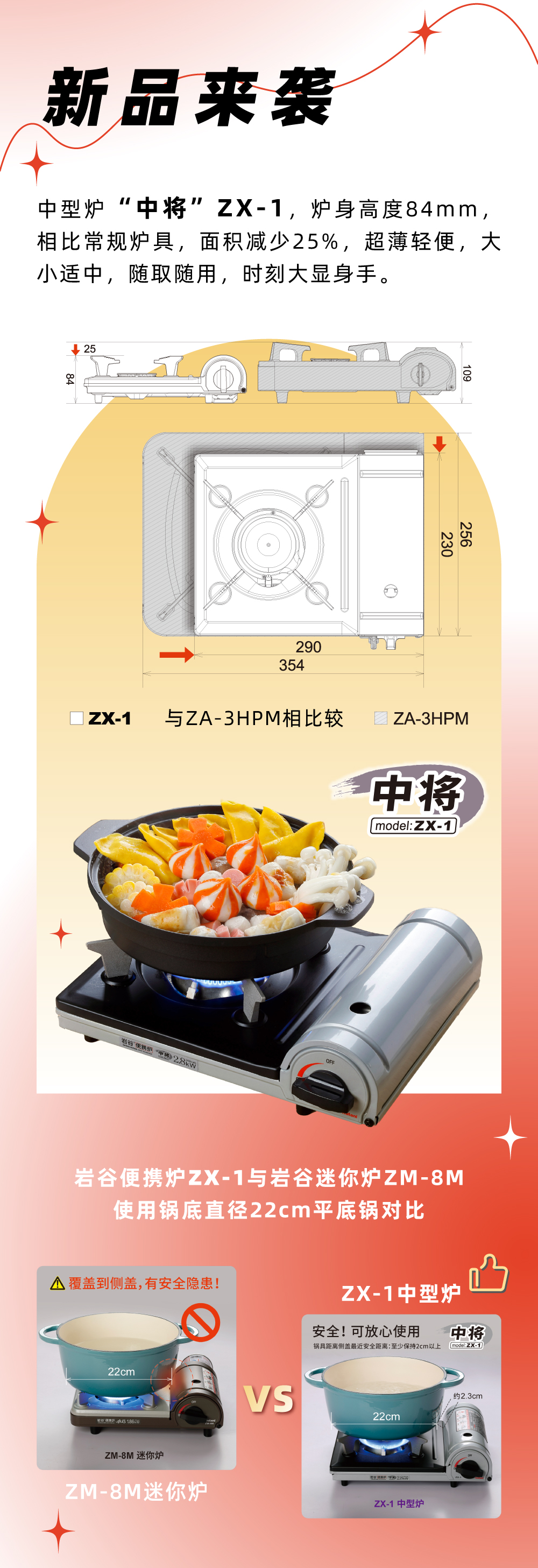 开云·体育-开云(中国)一站式服务官方网站便携炉ZX-1，炉身高度84mm，相比常规炉具，面积减少25%，
超薄轻便，大小适中，随取随用，时刻大显身手。